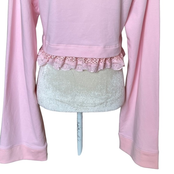 Puma Fenty by Rihanna Women’s Bell Sleeves Crop Pink Sweatshirt Size S Ruffle - Picture 9 of 12